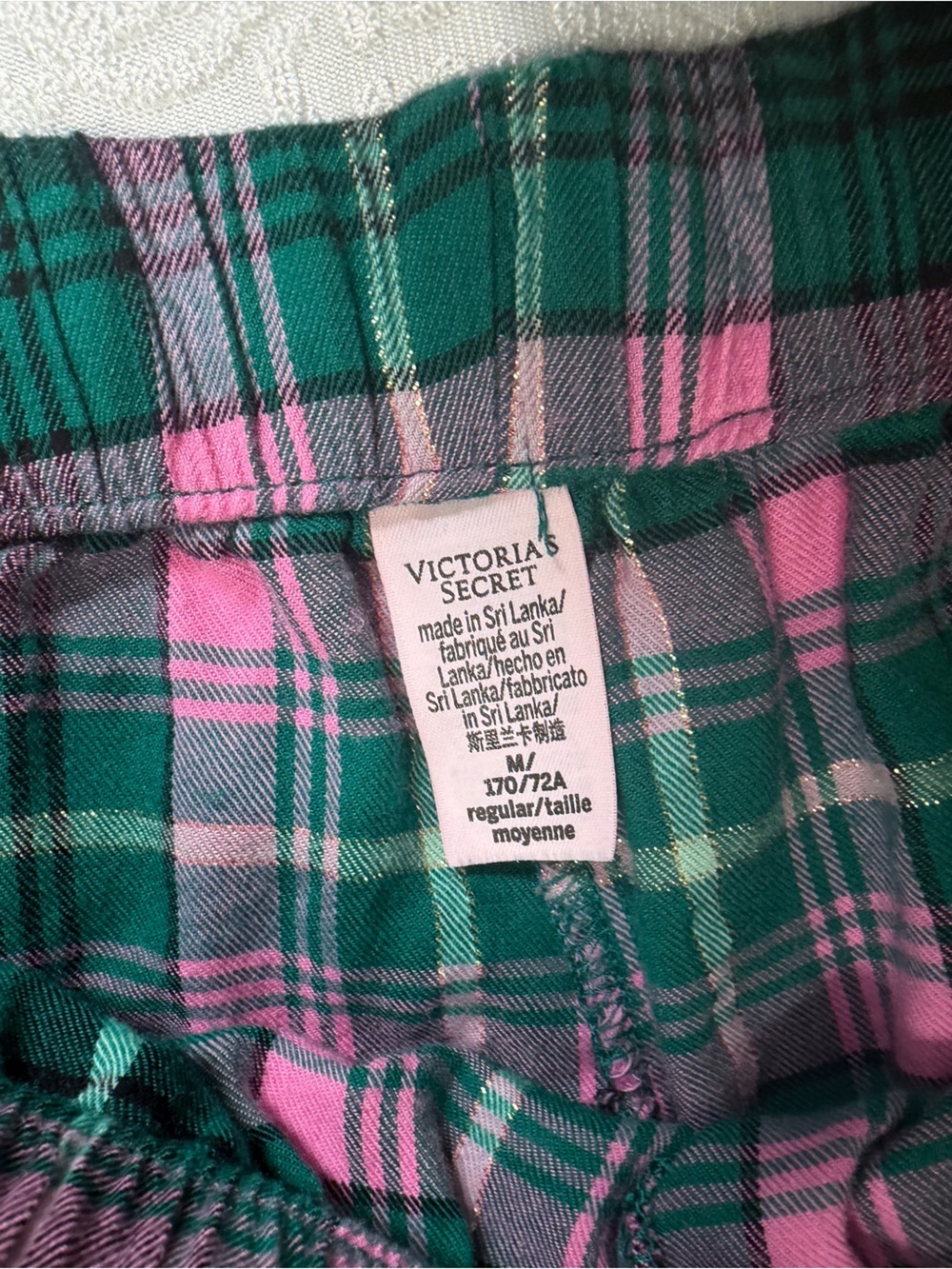 Victorias Secret Cotton Modal Emerald Green & Pink Plaid Pajama Set Medium - Picture 6 of 13